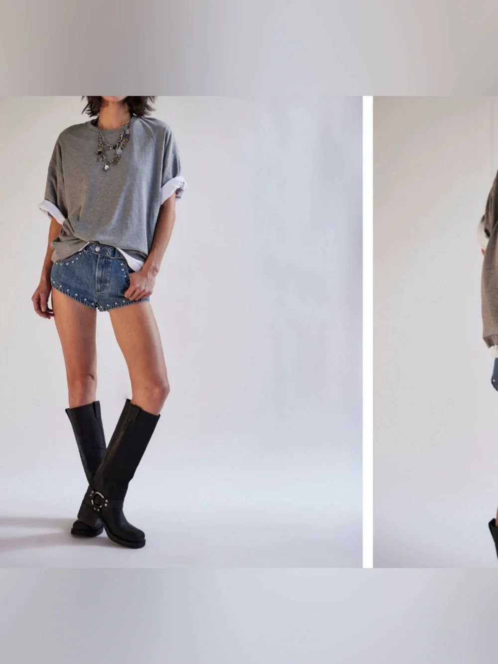 NWOT Free People We The Free Perfect Oversized Tee - Heather Grey - Large - Picture 4 of 11